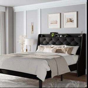 Brand New Full Size Upholstered Bed w/ USB & Storage
